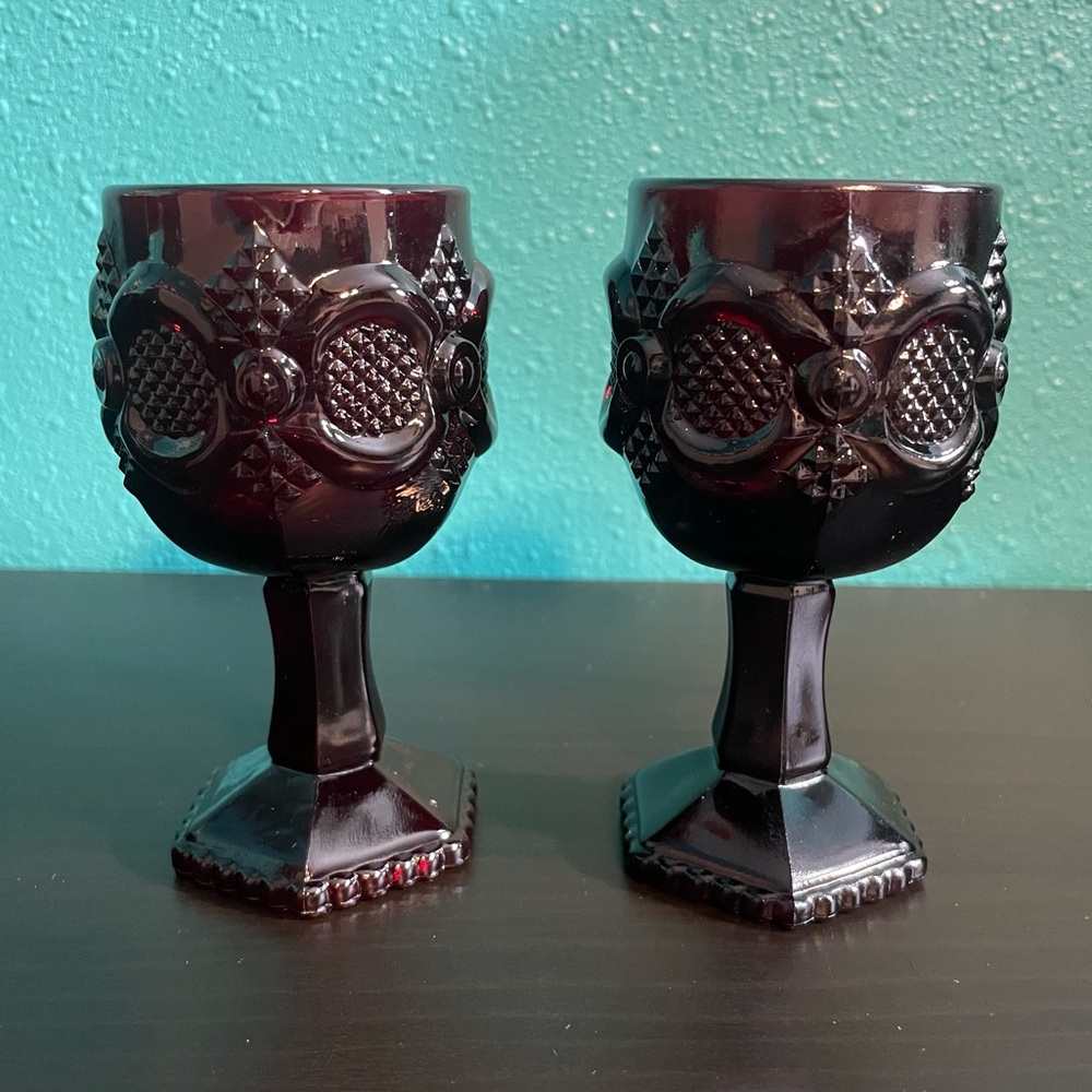 Vintage Avon 1876 Cape Cod Ruby Red- Set of 2 Goblets